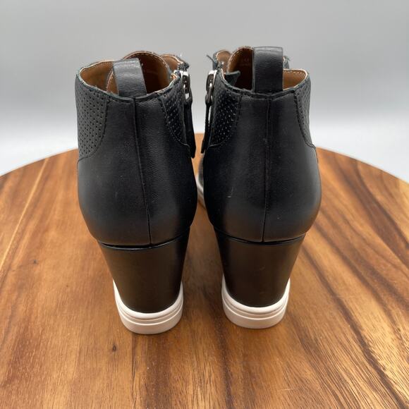 Linea Paolo Felicia Boots Womens Size 8 M Black Wedge Ankle Platform Bootie Zip - Picture 4 of 9